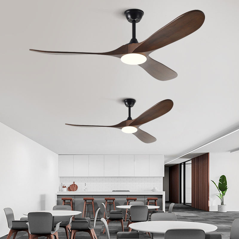 New Style Nordic Luxury 52 Inch Solid Wooden 3 Blade Modern Dc Motor Mute Ceiling Fan Light Large Ceiling Fan