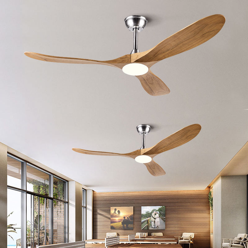 New Style Nordic Luxury 52 Inch Solid Wooden 3 Blade Modern Dc Motor Mute Ceiling Fan Light Large Ceiling Fan