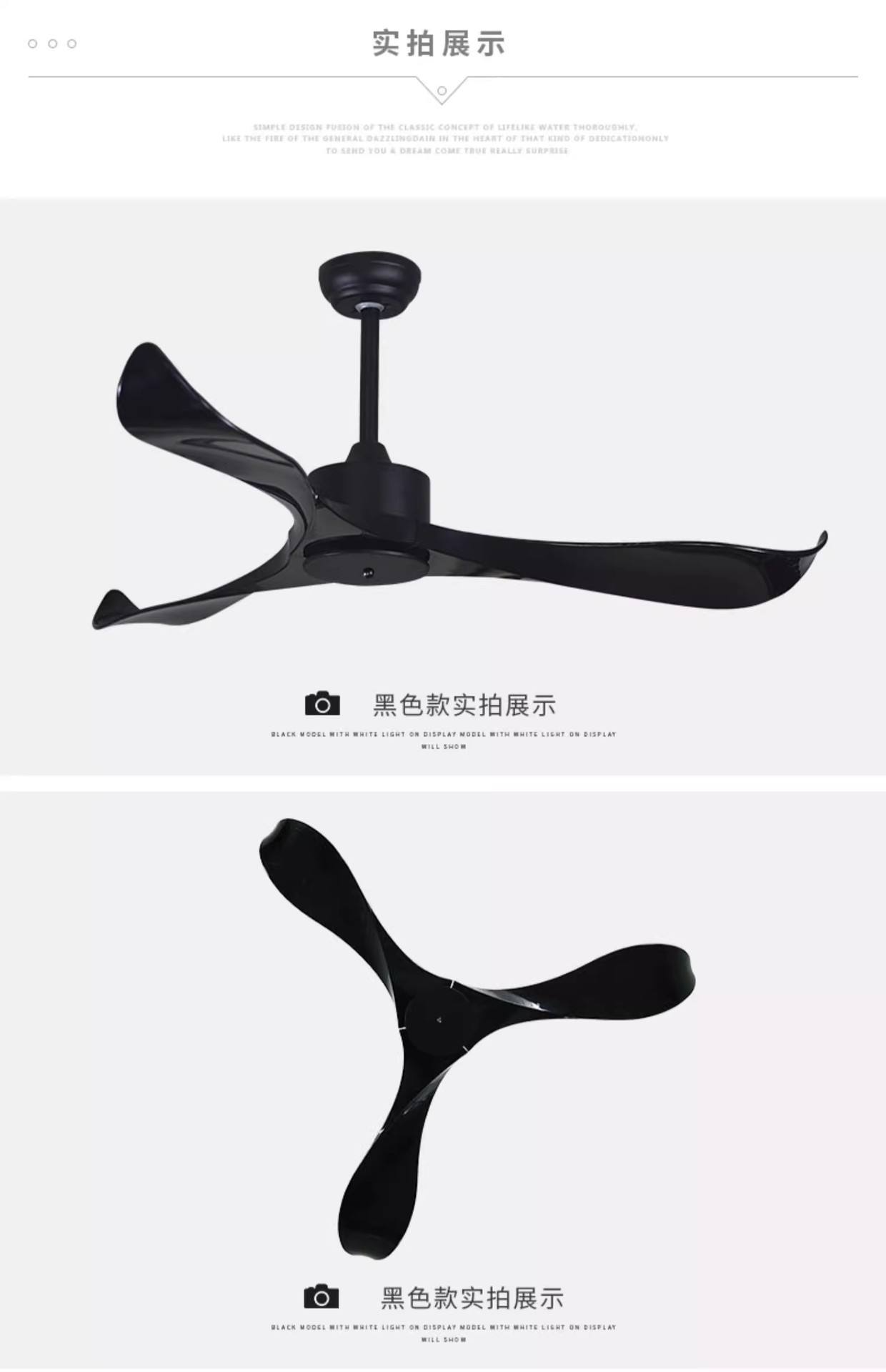 3 Blade LED Light Ceiling Fan with Remote Control Waterproof Outdoor Design for Hotels Budget-Friendly