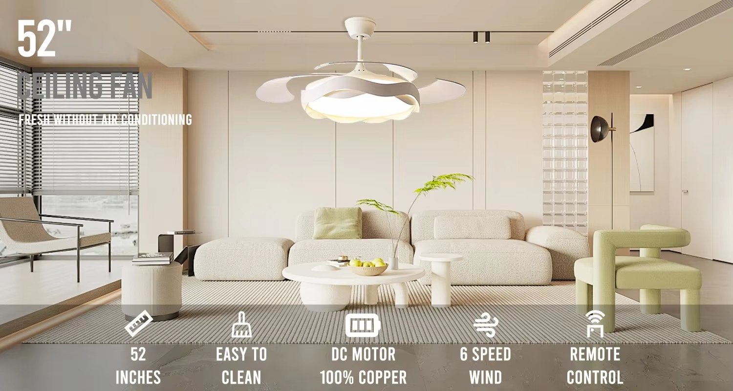 Factory wholesale  source factory  42-Inch High-End Ceiling Fan with Mute Light Simple Short ABS Blades Remote Control and DC Power Source