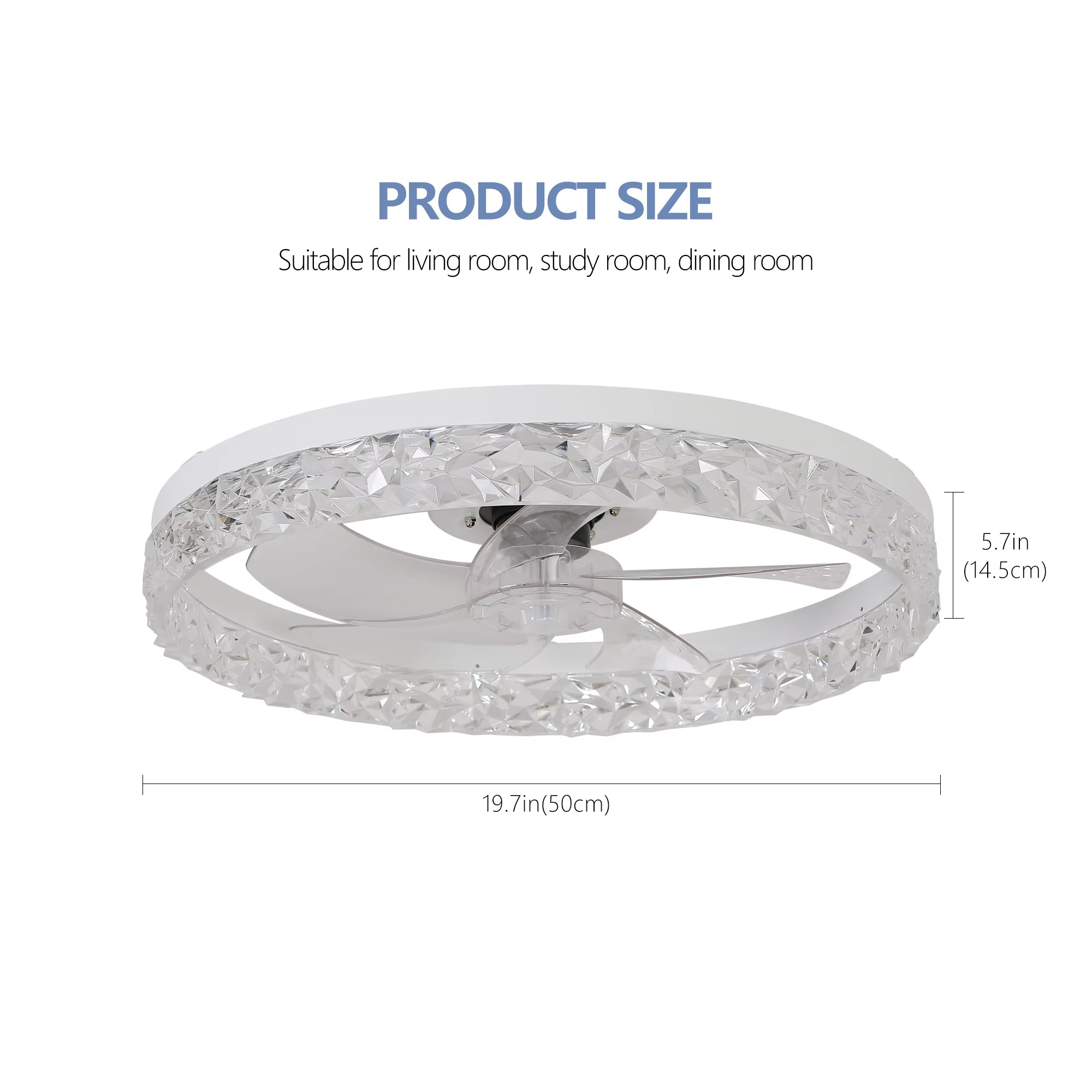 Factory wholesale  source factory  Modern Acrylic Ceiling Fan Light Remote Control Dimmable LED Chandelier 6 Speed Quiet Motor Flush Mount for Living Room Bedroom