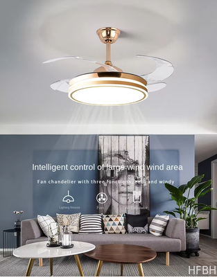 Modern LED Ceiling Fan Light for Home and Restaurant Bluetooth Mute Simple Invisible Iron Chandelier 220V