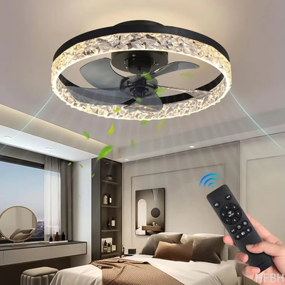Modern Home Intelligent Remote Control Ceiling Fan with Lamp Dimming Fan Lights for Home Living Room Bedroom LED Fan Light