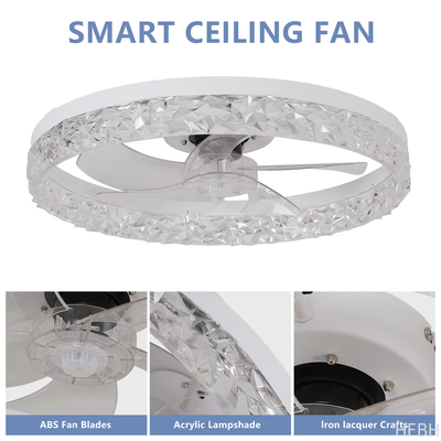 Factory wholesale  source factory  Modern Acrylic Ceiling Fan Light Remote Control Dimmable LED Chandelier 6 Speed Quiet Motor Flush Mount for Living Room Bedroom